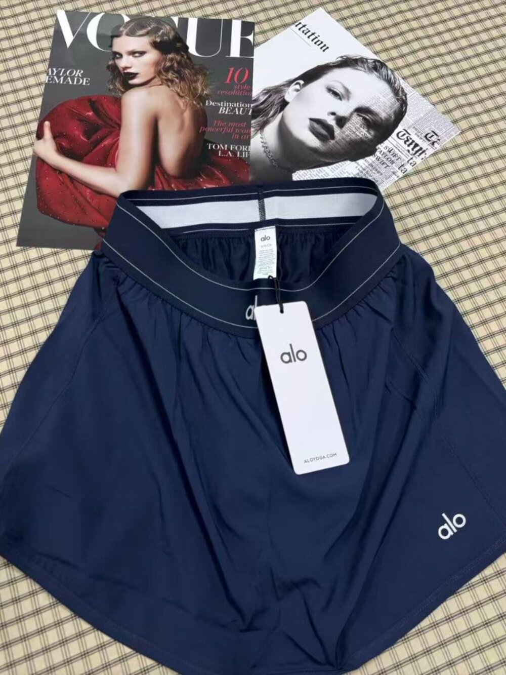 🎀ALO Yoga Match Point Tennis Skirt Navy Blue High Low Waisted Sporty Skir - Picture 3 of 5